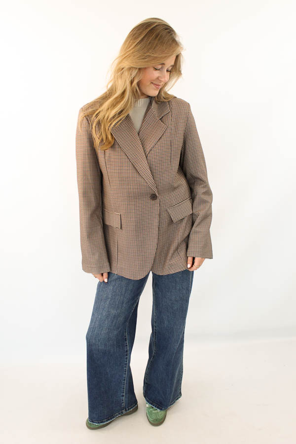 Ruiten blazer bruin | Jitske  - Afbeelding 2