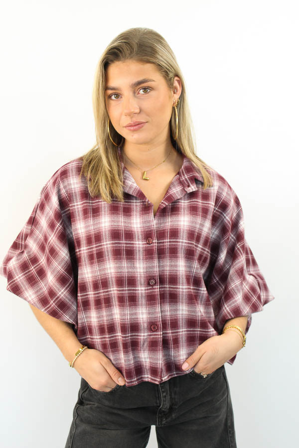 Ruiten blouse bordeaux | Charleen 