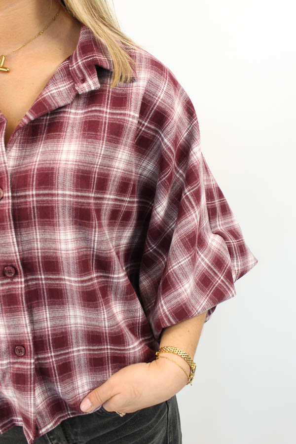 Ruiten blouse bordeaux | Charleen  - Afbeelding 2