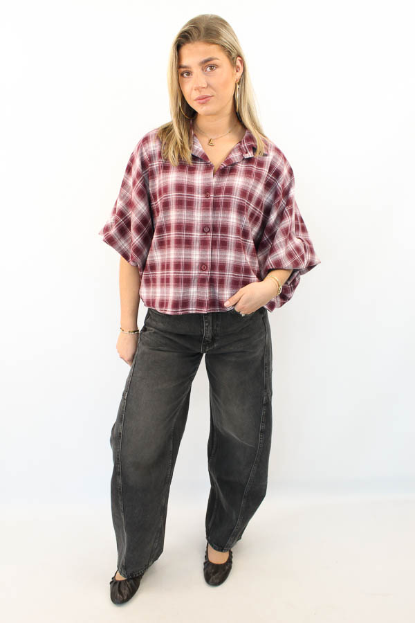 Ruiten blouse bordeaux | Charleen  - Afbeelding 3