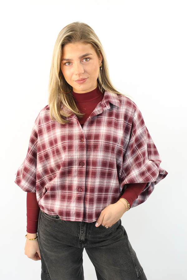 Ruiten blouse bordeaux | Charleen  - Afbeelding 4