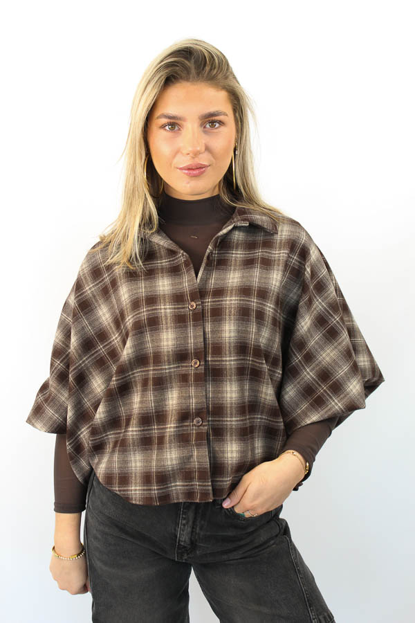 Ruiten blouse choco | Charleen 