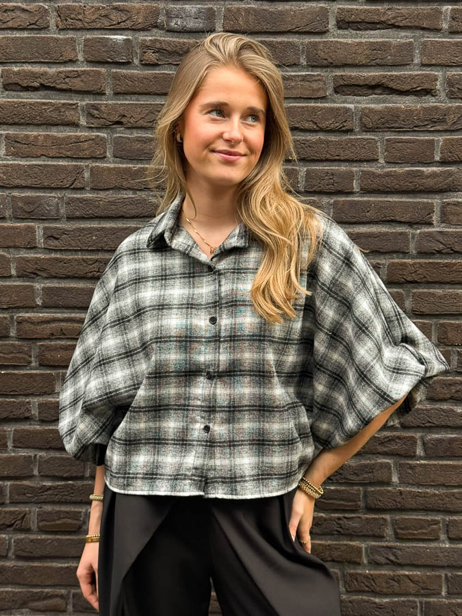 Ruiten blouse zwart | Charleen