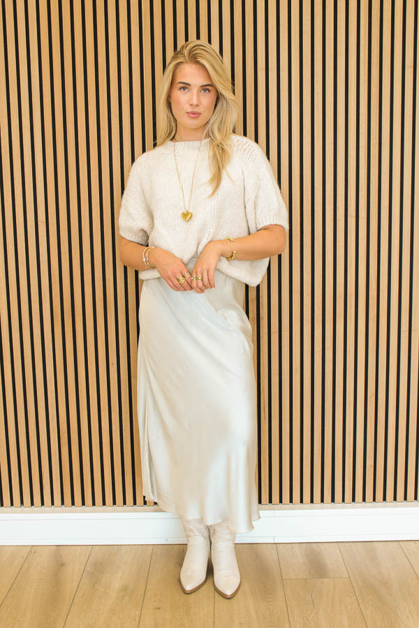 Satijnen rok beige | Farah