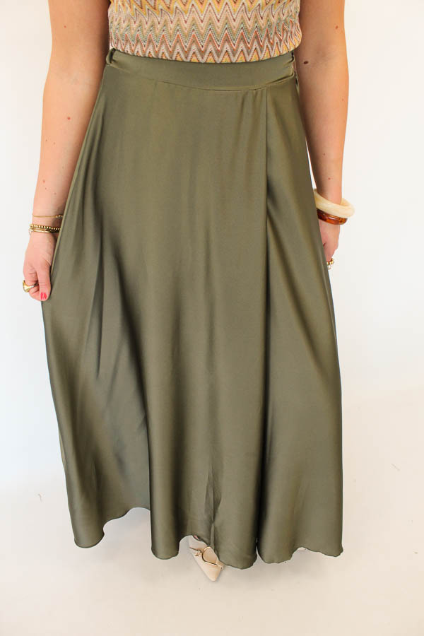 Satijnlook rok army | Jade