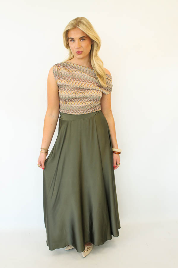 Satijnlook rok army | Jade - Afbeelding 2