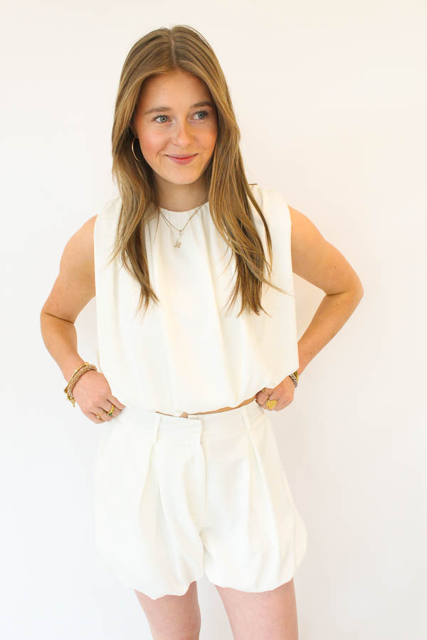 Satijnlook top ecru | Marin