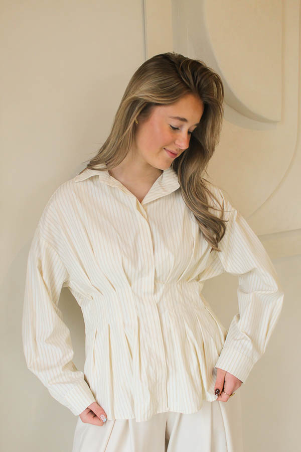 Shaped blouse geel | Megan