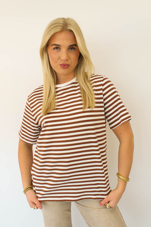 Shirt strepen bruin | Imre