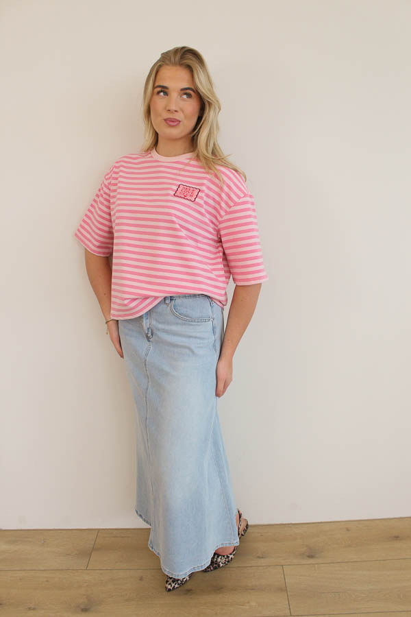 Shirt strepen roze | Wieke - Afbeelding 2