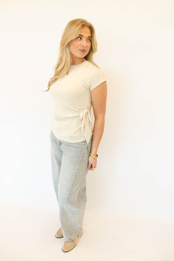 Shirt strik beige | Sienna - Afbeelding 1