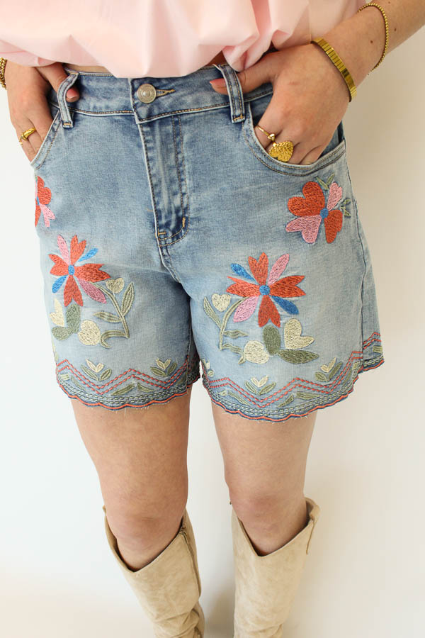 Short borduursels blauw | Sam