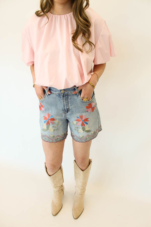 Short borduursels blauw | Sam - Afbeelding 3