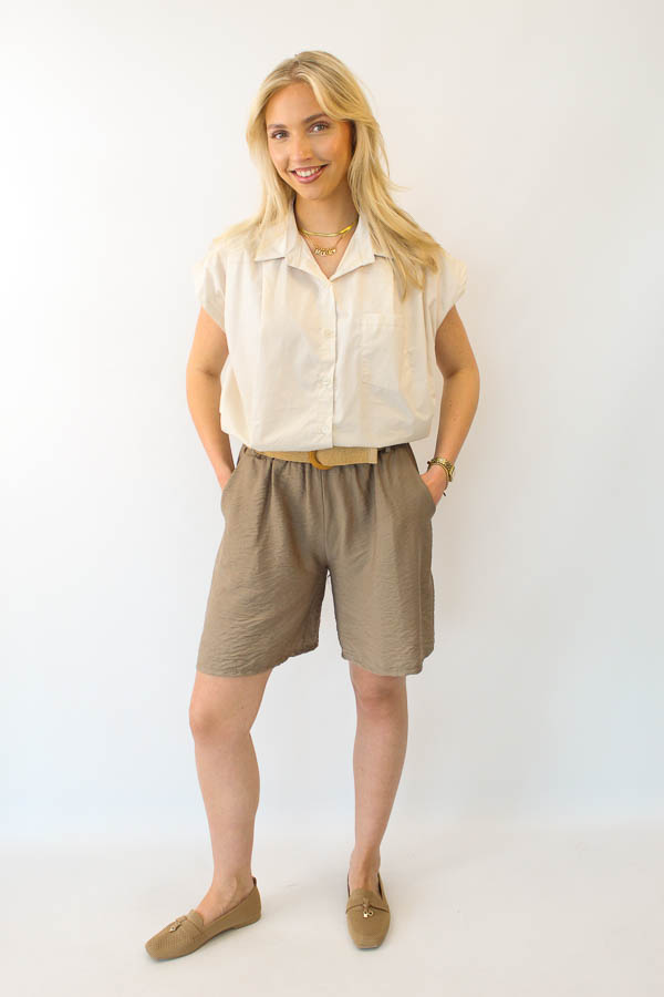 Short viscose khaki | Rachel - Afbeelding 3