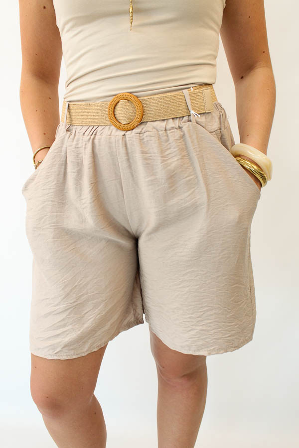 Short viscose taupe | Rachel - Afbeelding 2