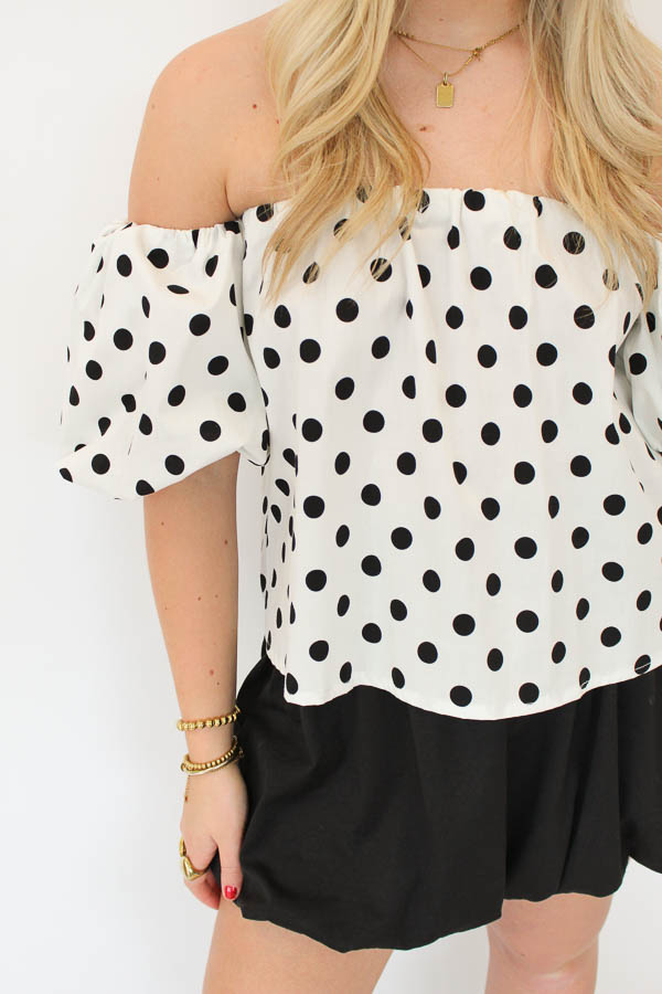 Stippen top wit | Amaya - Afbeelding 3