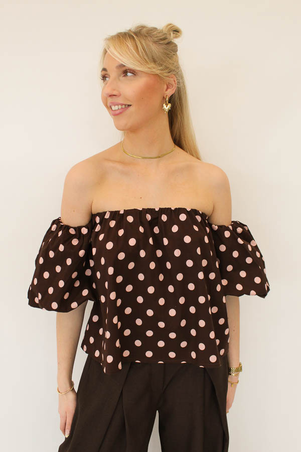 Stippen top bruin | Amaya