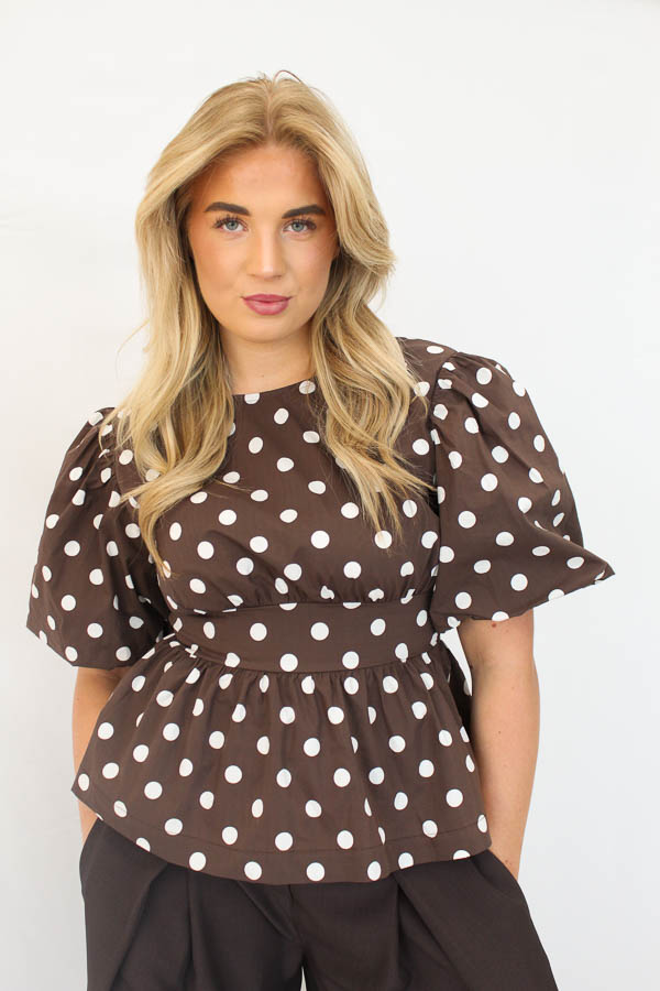  Stippen top bruin | Fleur