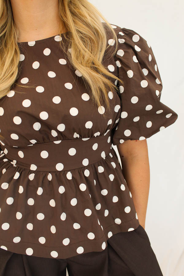  Stippen top bruin | Fleur - Afbeelding 1