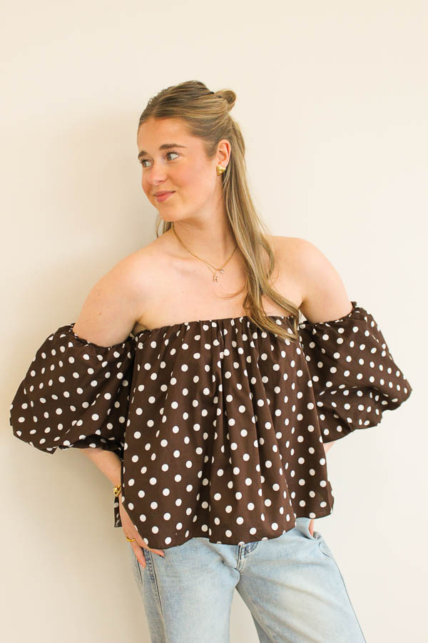 Stippen top bruin | Lois