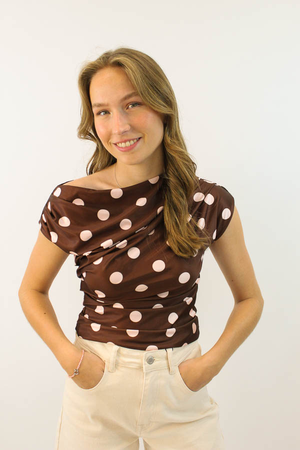 Stippen top bruin | Valerie