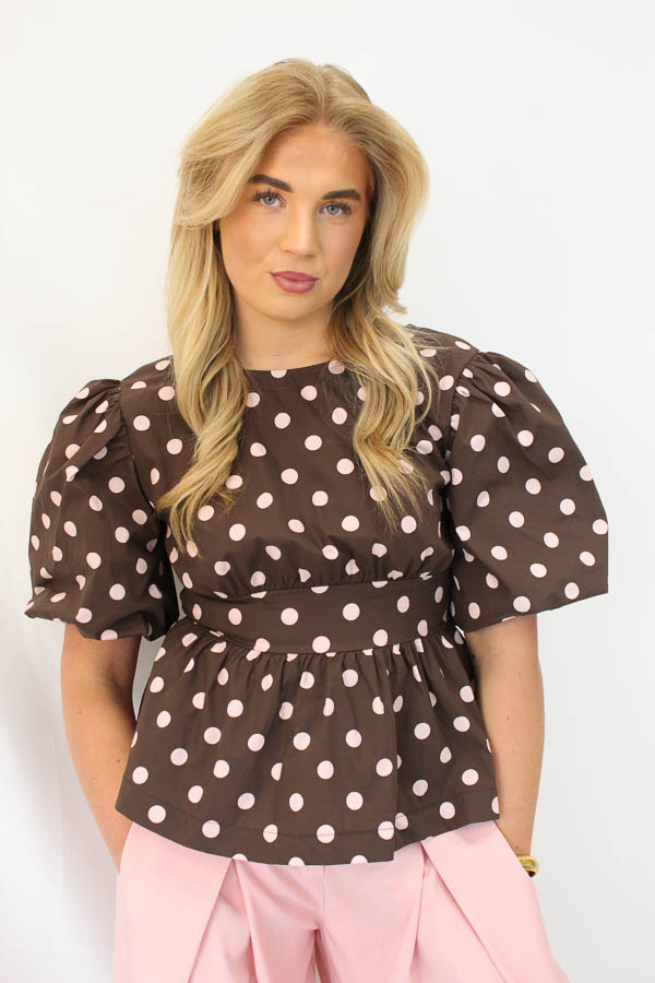 Stippen top choco | Fleur