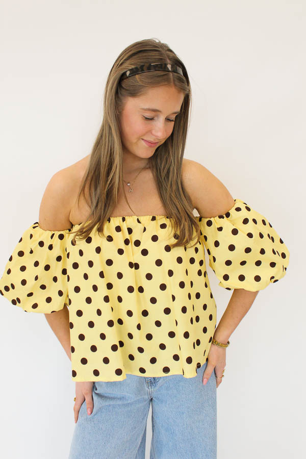 Stippen top geel | Amaya - Afbeelding 3