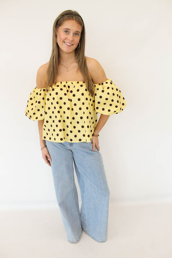 Stippen top geel | Amaya