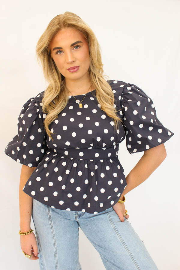  Stippen top navy | Fleur