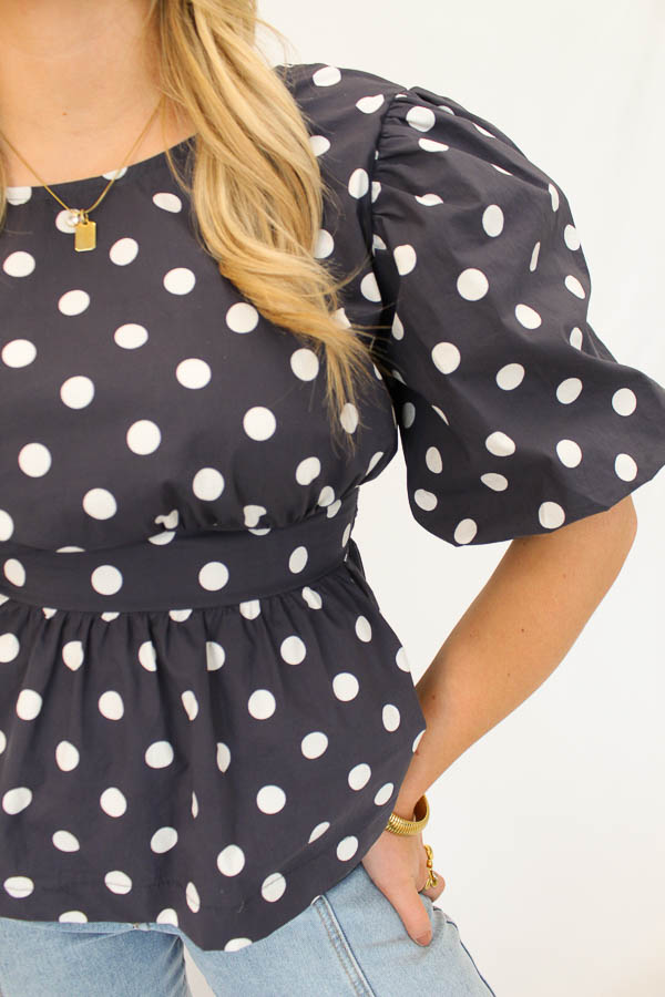  Stippen top navy | Fleur - Afbeelding 2