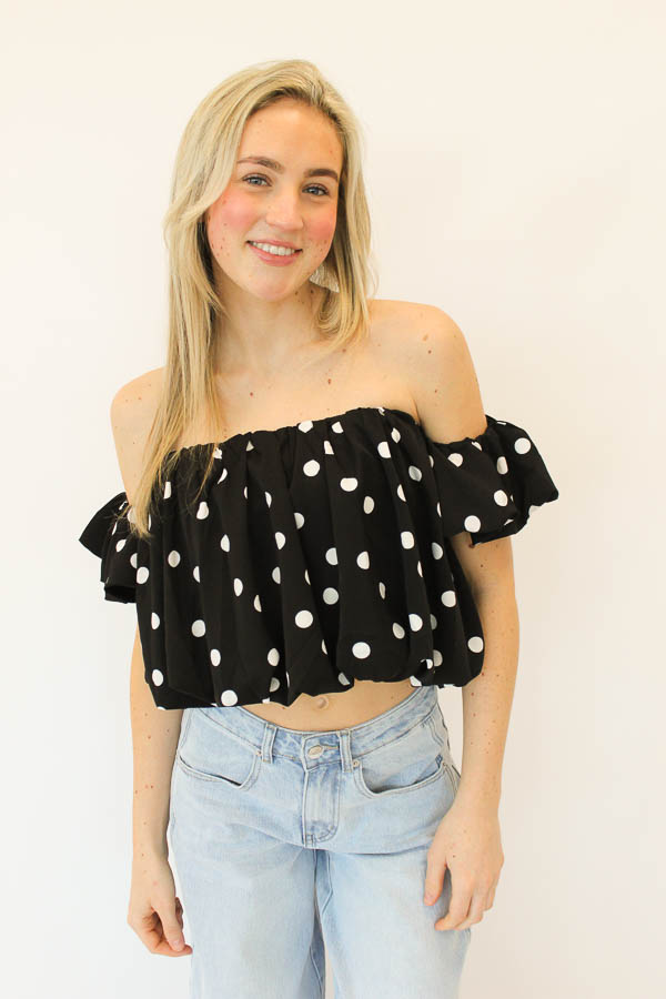 Stippen top zwart | Dionne