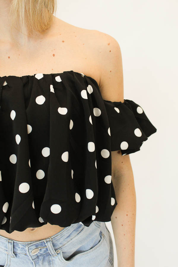 Stippen top zwart | Dionne - Afbeelding 3