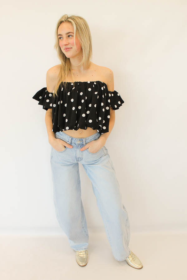 Stippen top zwart | Dionne - Afbeelding 2