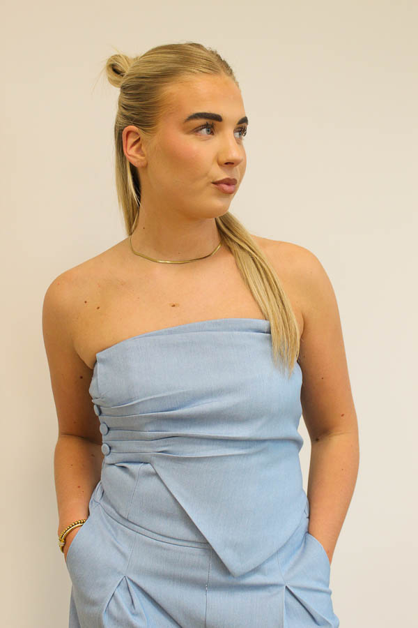 Strapless top blauw | Aimy