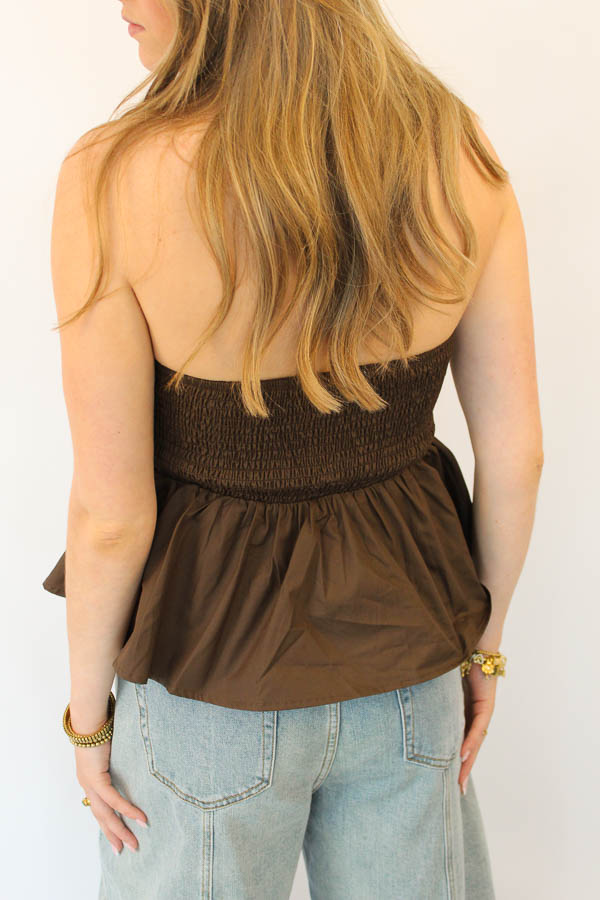 Strapless top bruin | Femke - Afbeelding 4