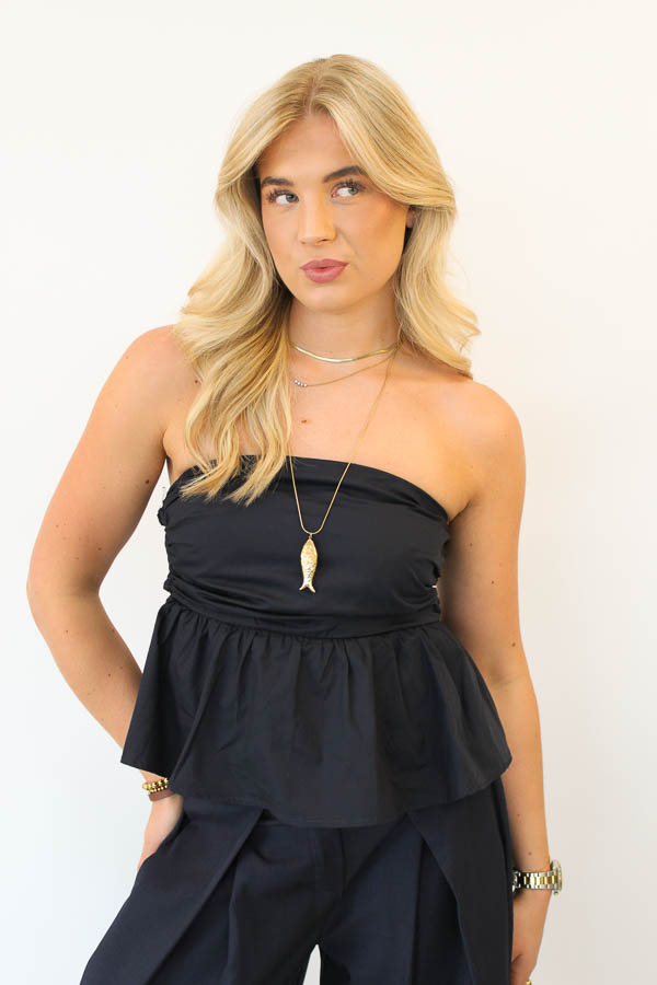 Strapless top navy | Femke