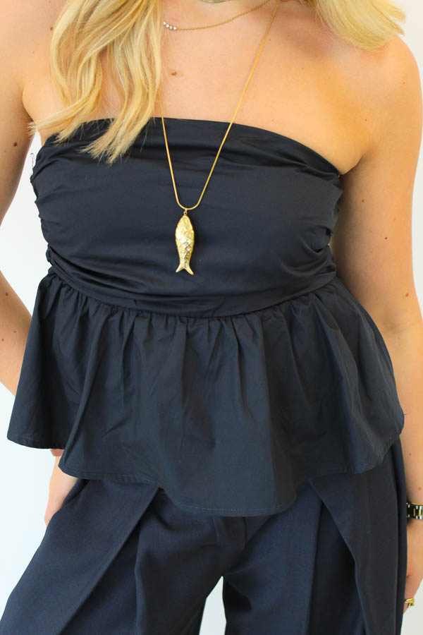 Strapless top navy | Femke - Afbeelding 2