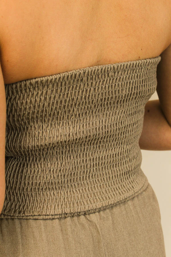 Strapless top taupe | Aimy - Afbeelding 4