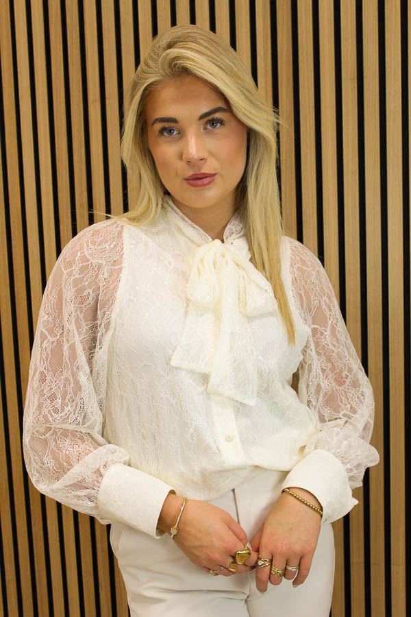 Strik blouse glitter ecru | Yill