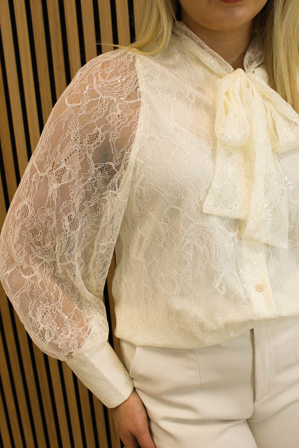 Strik blouse glitter ecru | Yill - Afbeelding 2
