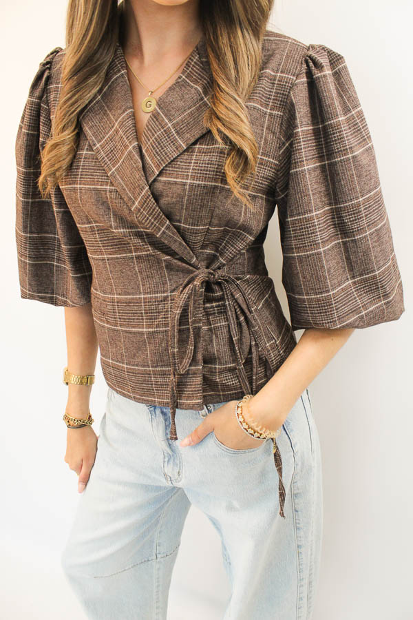 Strikblazer ruiten bruin | Joy - Afbeelding 2