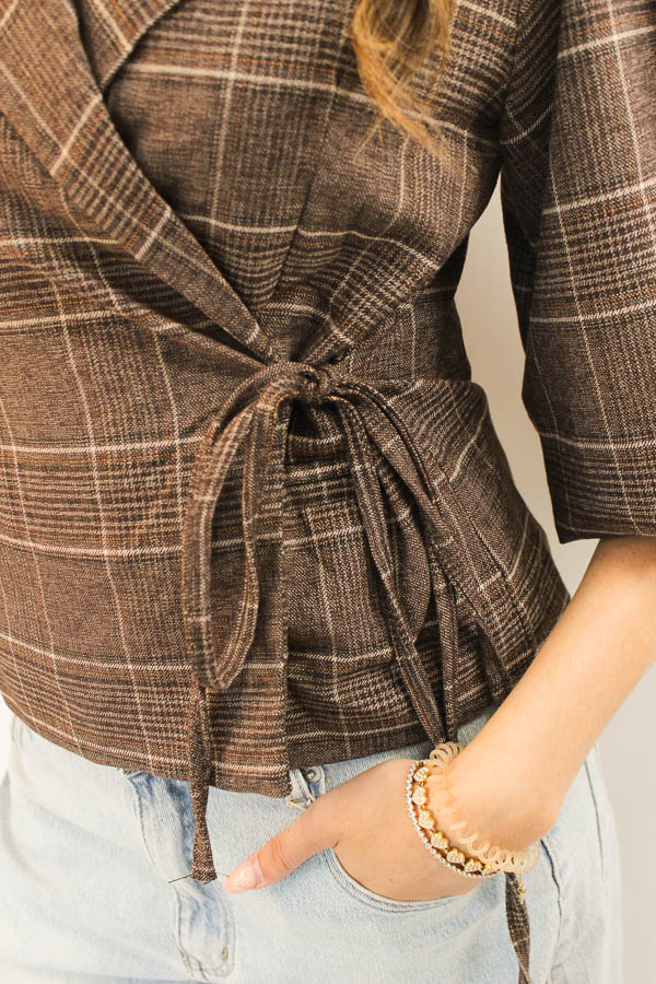 Strikblazer ruiten bruin | Joy - Afbeelding 3