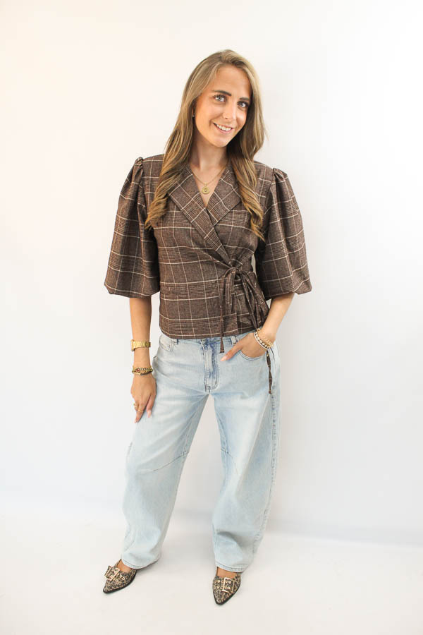 Strikblazer ruiten bruin | Joy - Afbeelding 4