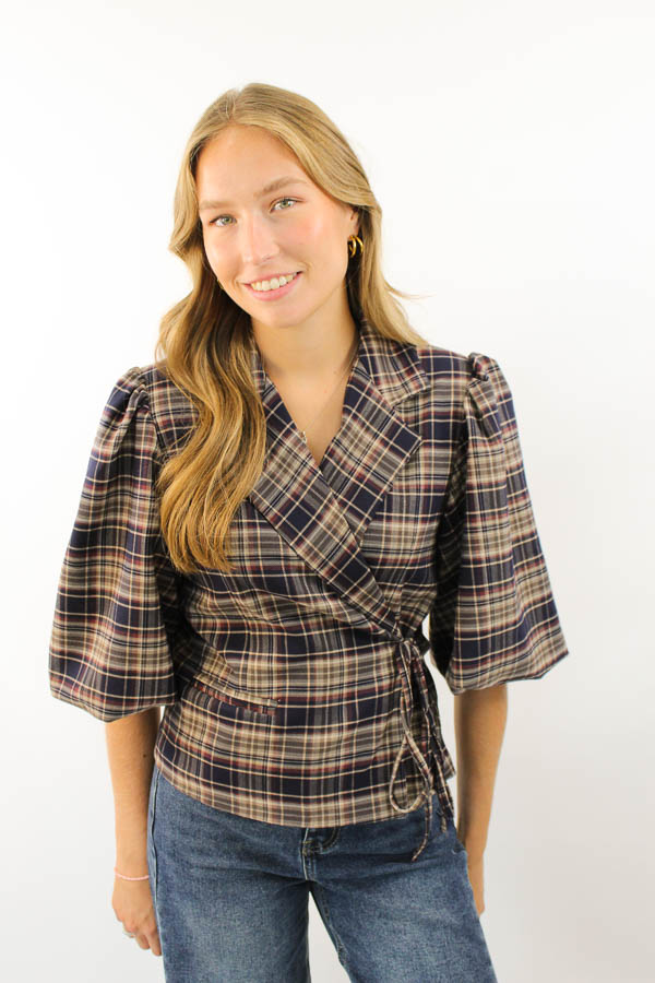 Strikblazer ruiten navy | Joy