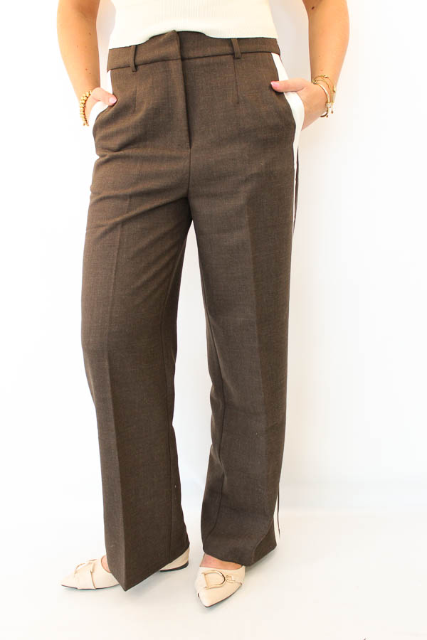 Stripe pantalon bruin | Sofia - Afbeelding 2