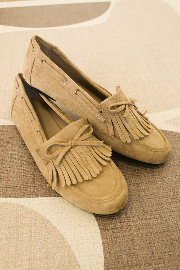 Suede loafers met fringe beige - Afbeelding 2