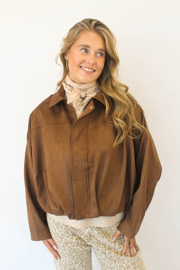 Suede look jas bruin | Merel