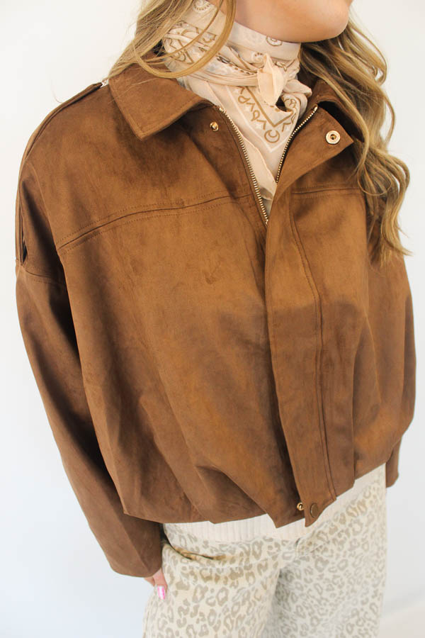 Suede look jas bruin | Merel - Afbeelding 2