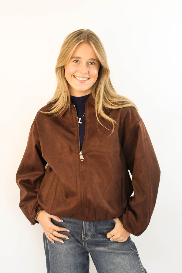 Suedelook jas bruin | Christel