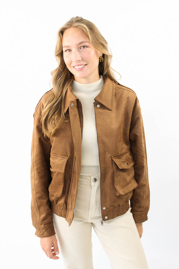 Suedelook jas camel | Inda - Afbeelding 4